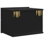 Mesita de noche madera contrachapada negro 40x30x30 cm