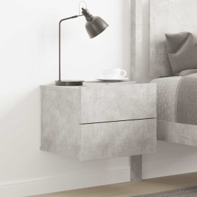 Mesita de noche madera contrachapada gris hormigón 40x30x30 cm Mesita de noche madera contrachapada gris hormigón 40x30x30 cm