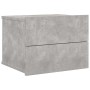 Mesita de noche madera contrachapada gris hormigón 40x30x30 cm