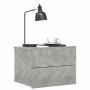 Mesita de noche madera contrachapada gris hormigón 40x30x30 cm
