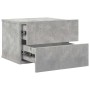 Mesita de noche madera contrachapada gris hormigón 40x30x30 cm