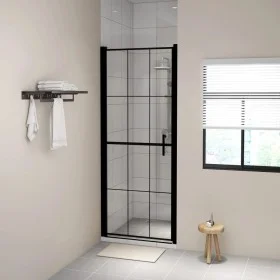 Black tempered glass shower door 91x195 cm by vidaXL, shower doors - Ref: Foro24-148888, Price: 195,90 €, Discount: %