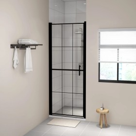 Puerta de ducha de vidrio templado negro 91x195 cm