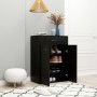 Mueble zapatero de madera contrachapada negro 60x35x84 cm