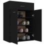 Mueble zapatero de madera contrachapada negro 60x35x84 cm