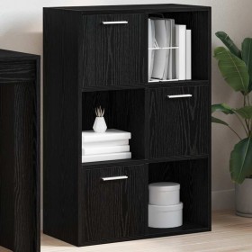 Armario almacenamiento madera contrachapada negra 60x29,5x90 cm