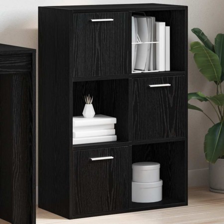 Armario almacenamiento madera contrachapada negra 60x29,5x90 cm