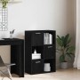Armario almacenamiento madera contrachapada negra 60x29,5x90 cm