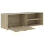 Mueble de TV madera contrachapada color roble 120x34x37 cm en Muebles TV | Comprar online en Foro24