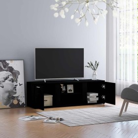 Mueble de TV madera contrachapada negra 120x34x37 cm