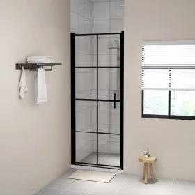 Puertas de ducha de vidrio templado negro 81x195 cm de vidaXL, Puertas de ducha - Ref: Foro24-148890, Precio: 212,89 €, Descu...