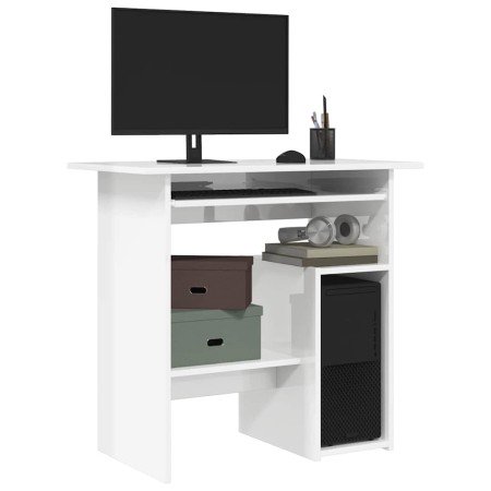Escritorio de madera contrachapada blanco brillo 80x45x74 cm