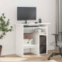Escritorio de madera contrachapada blanco brillo 80x45x74 cm