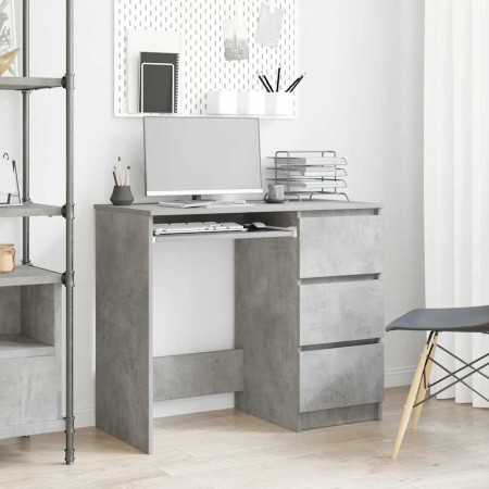Escritorio de madera contrachapada gris hormigón 90x45x76 cm