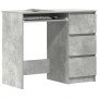 Escritorio de madera contrachapada gris hormigón 90x45x76 cm