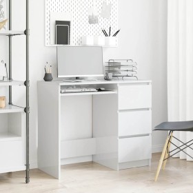 Escritorio de madera contrachapada blanco brillo 90x45x76 cm Escritorio de madera contrachapada blanco brillo 90x45x76 cm