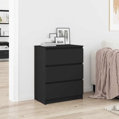 Aparador de madera contrachapada negro 60x35x76 cm