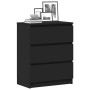 Aparador de madera contrachapada negro 60x35x76 cm