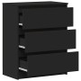 Aparador de madera contrachapada negro 60x35x76 cm