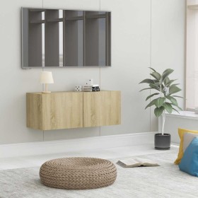 Mueble para TV madera contrachapada color roble 80x30x30 cm