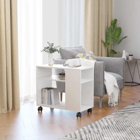 Mesa auxiliar de madera contrachapada blanco 70x35x55 cm Mesa auxiliar de madera contrachapada blanco 70x35x55 cm