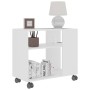 Mesa auxiliar de madera contrachapada blanco 70x35x55 cm