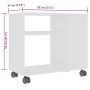 Mesa auxiliar de madera contrachapada blanco 70x35x55 cm