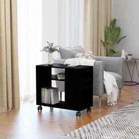 Mesa auxiliar de madera contrachapada negro 70x35x55 cm Mesa auxiliar de madera contrachapada negro 70x35x55 cm