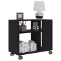 Mesa auxiliar de madera contrachapada negro 70x35x55 cm