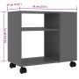 Mesa auxiliar de madera de ingeniería gris 70x35x55 cm