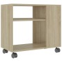 Mesa auxiliar de madera contrachapada color roble 70x35x55 cm
