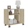 Mesa auxiliar de madera contrachapada color roble 70x35x55 cm