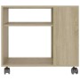 Mesa auxiliar de madera contrachapada color roble 70x35x55 cm