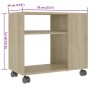 Mesa auxiliar de madera contrachapada color roble 70x35x55 cm