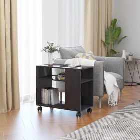 Mesa auxiliar madera contrachapada gris brillante 70x35x55 cm Mesa auxiliar madera contrachapada gris brillante 70x35x55 cm