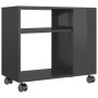 Mesa auxiliar madera contrachapada gris brillante 70x35x55 cm
