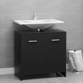 Armario de baño madera contrachapada negro 60x33x61 cm Armario de baño madera contrachapada negro 60x33x61 cm