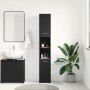 Armario baño madera contrachapada negro brillo 30x30x183,5 cm