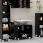 Armario de baño madera contrachapada negro 60x32x53,5 cm