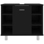 Armario de baño madera contrachapada negro 60x32x53,5 cm