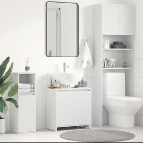 Armario de baño madera contrachapada blanco 60x33x61 cm Armario de baño madera contrachapada blanco 60x33x61 cm
