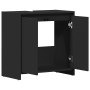 Armario de baño madera contrachapada negro 60x33x61 cm