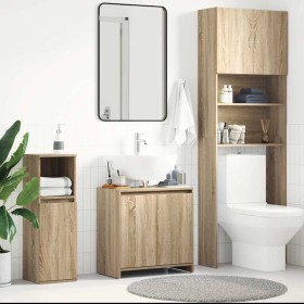 Armario de baño madera contrachapada color roble 60x33x61 cm Armario de baño madera contrachapada color roble 60x33x61 cm