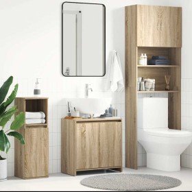 Armario de baño madera contrachapada color roble 60x33x61 cm Armario de baño madera contrachapada color roble 60x33x61 cm
