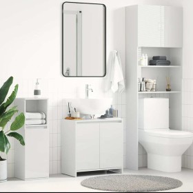 Armario de baño madera contrachapada blanco brillo 60x33x61 cm Armario de baño madera contrachapada blanco brillo 60x33x61 cm