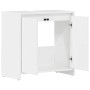 Armario de baño madera contrachapada blanco brillo 60x33x61 cm