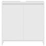 Armario de baño madera contrachapada blanco brillo 60x33x61 cm