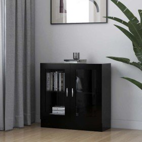 Vitrina de madera contrachapada negro 82,5x30,5x80 cm