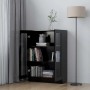 Vitrina de madera contrachapada negro 82,5x30,5x115 cm