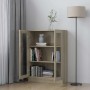 Vitrina de madera contrachapada color roble 82,5x30,5x115 cm
